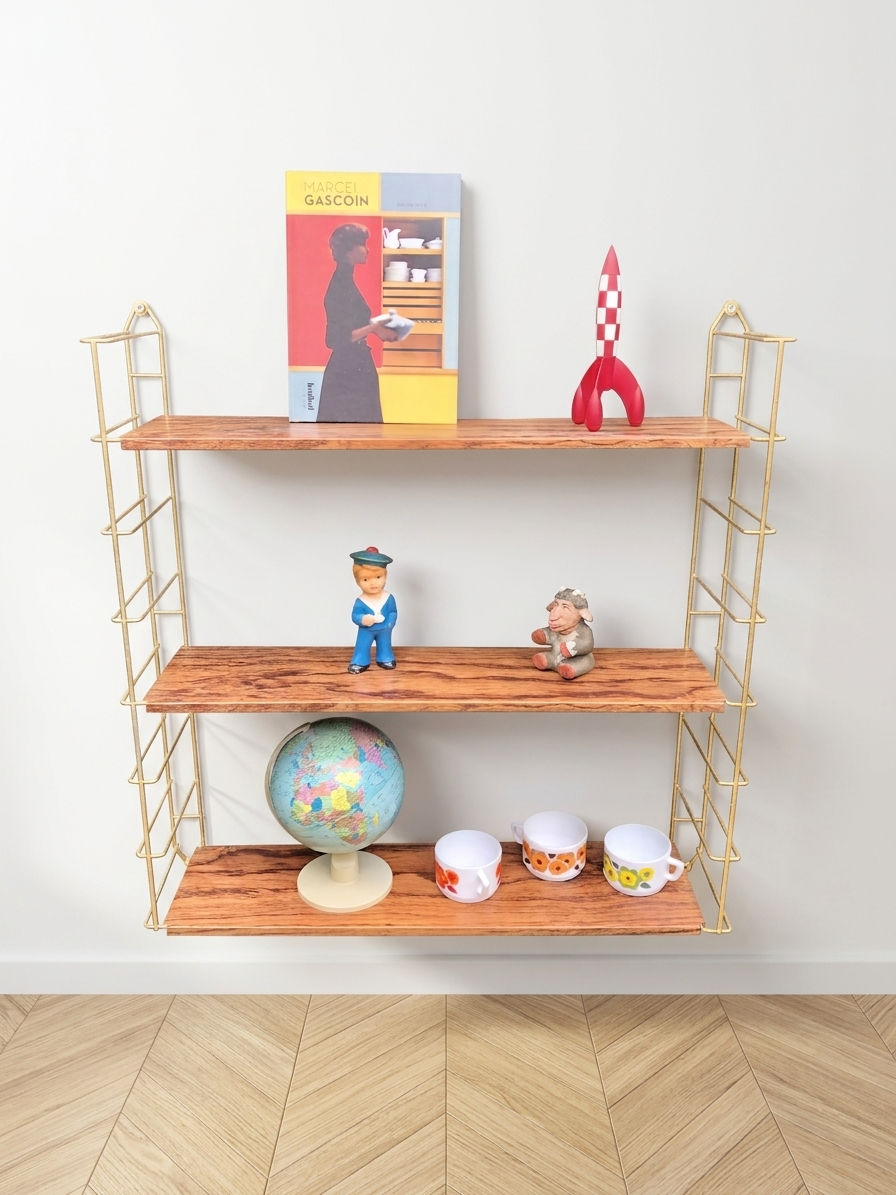 étagère vintage style String modulable en bois vue de face