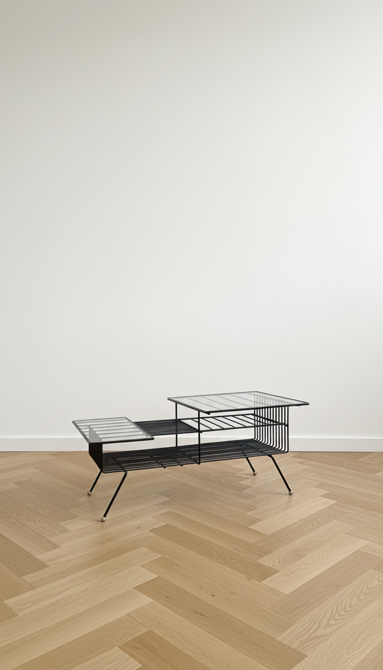 Miniature : Table basse 50s’ en acier noir