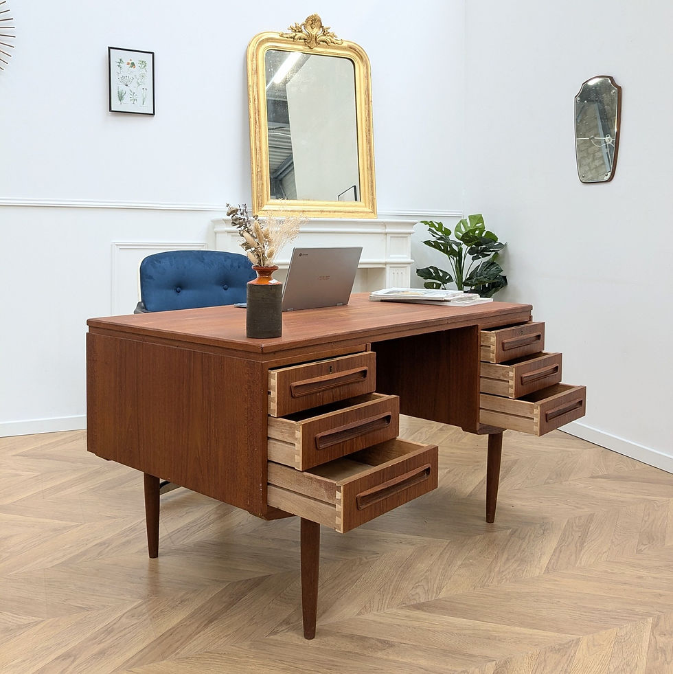 Miniature : Bureau double face en teck