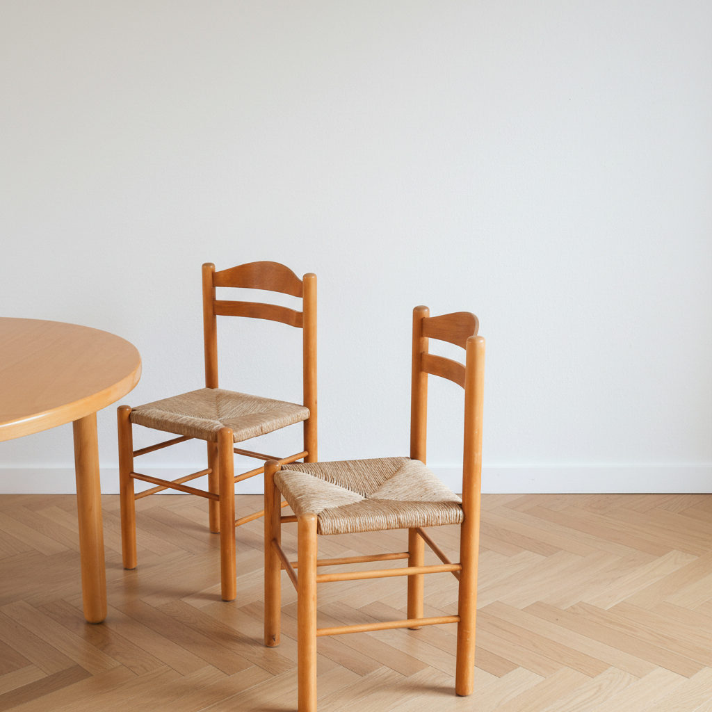 Paire de chaises campagne chic paillées