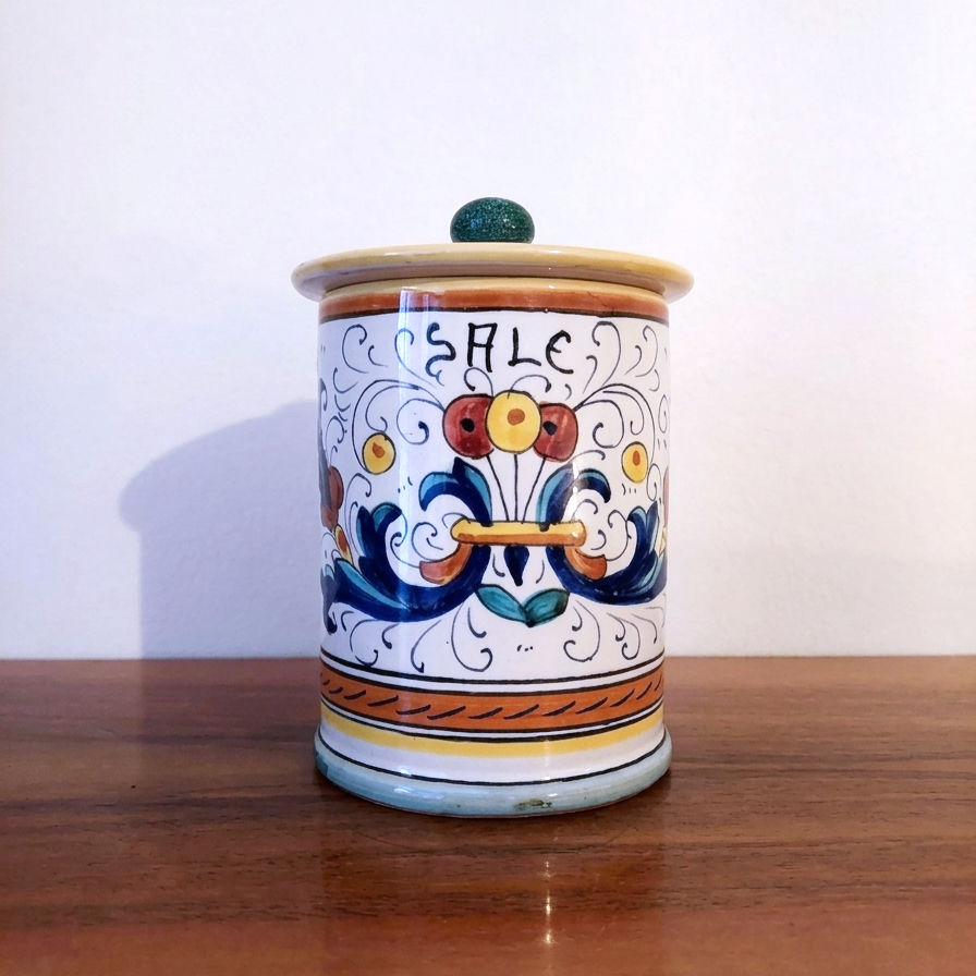 Pot à sel vintage en céramique Deruta fait main