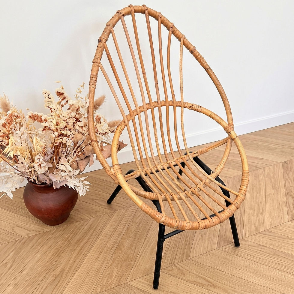 Fauteuil Rotin Enfant Vintage Piètement Métal