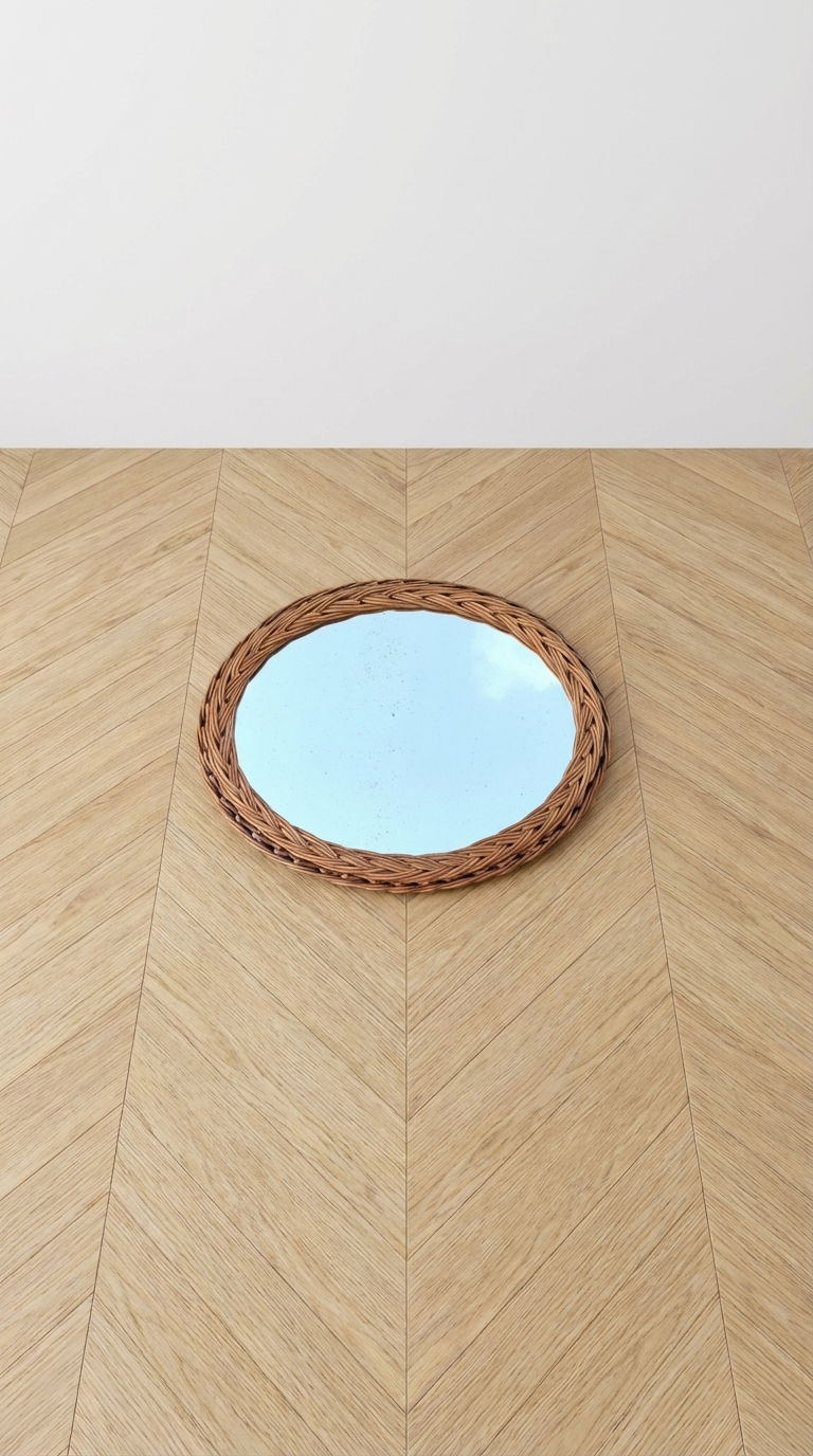 Miroir ovale vintage en osier occasion