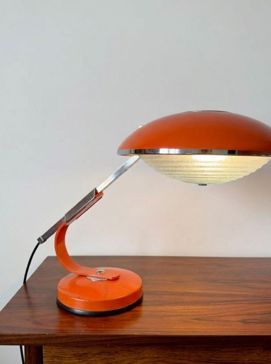 Lampe à poser Ferdinand Solere années 50 - métal orange