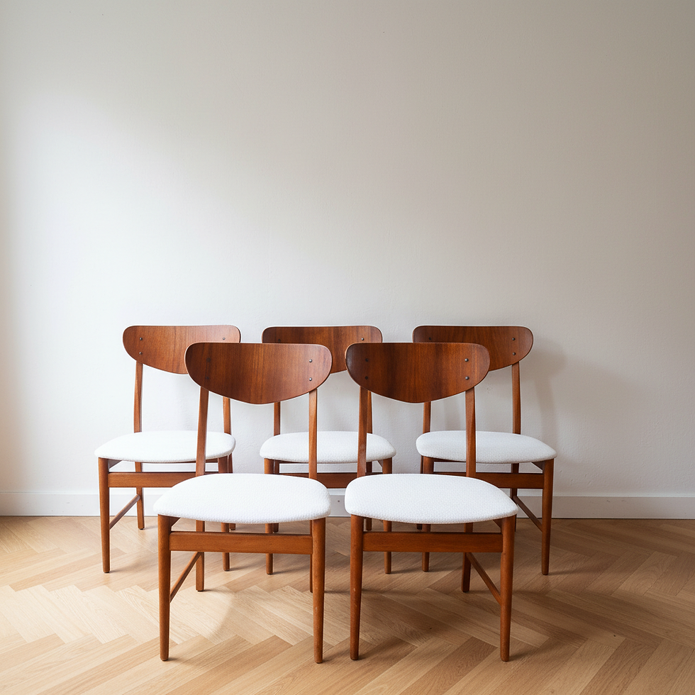 5 chaises scandinaves en teck dossier en bois courbé