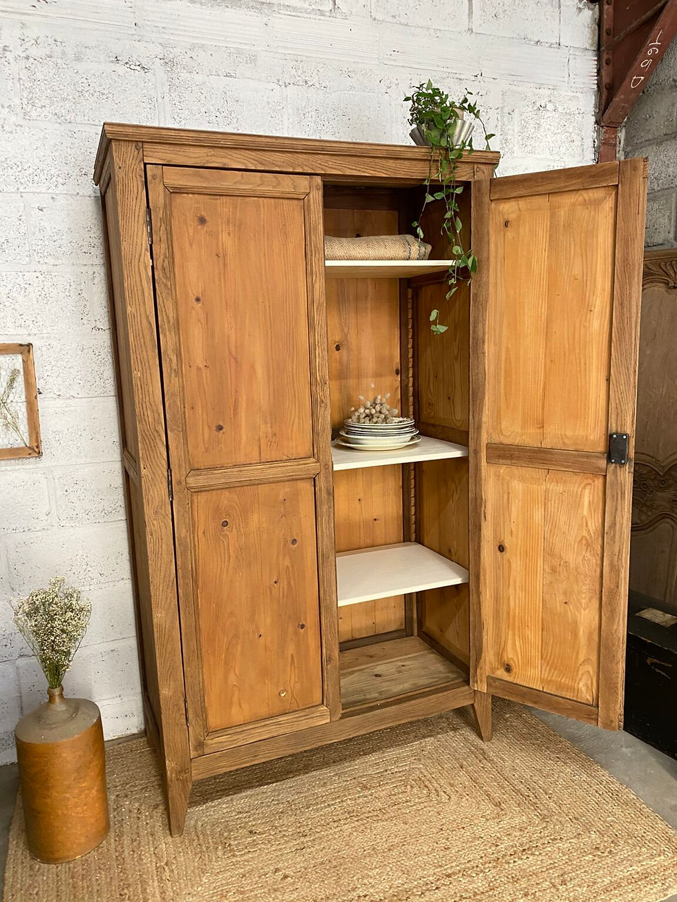 Miniature : Armoire parisienne vintage et ancienne en bois brut