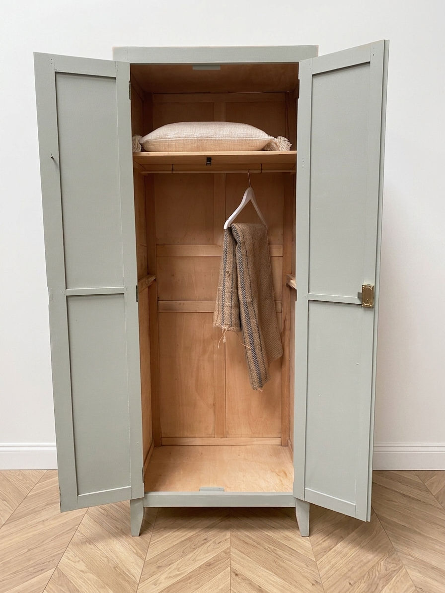 Miniature : Armoire parisienne ancienne – penderie vert de gris