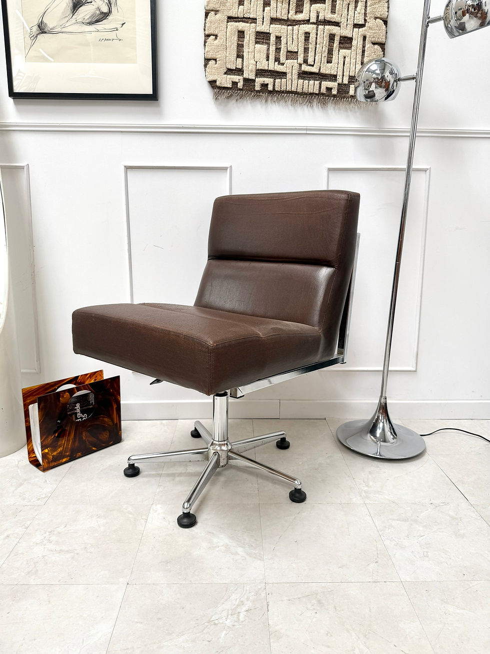 Fauteuil 70’s Skaï marron