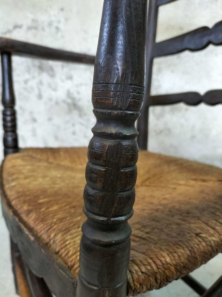 Thumbnail: Antique armchair made of wood and straw