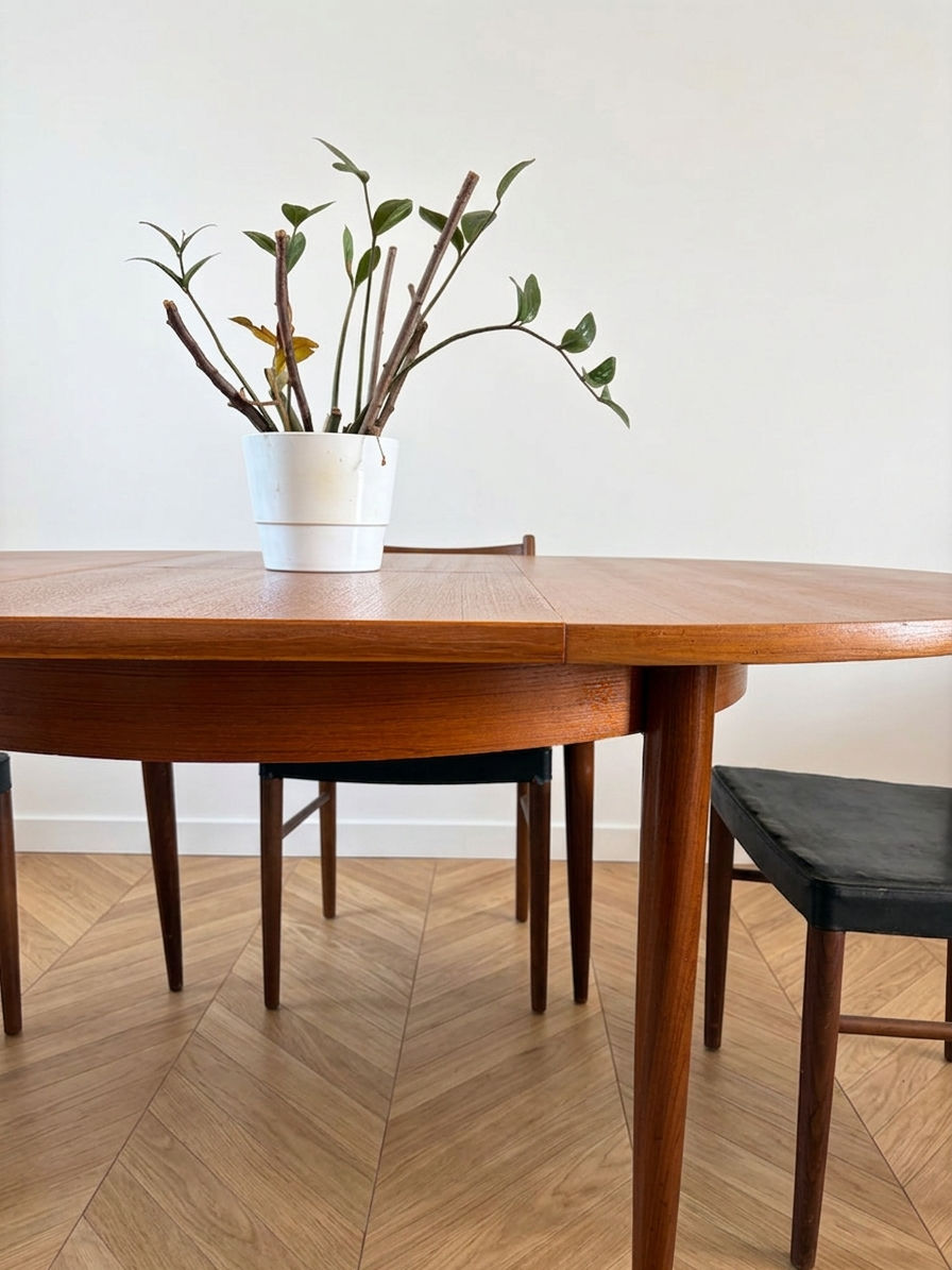 Miniature : Table ronde extensible vintage avec rallonge - Détails