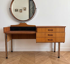 Coiffeuse scandinave vintage en teck avec miroir, années 60