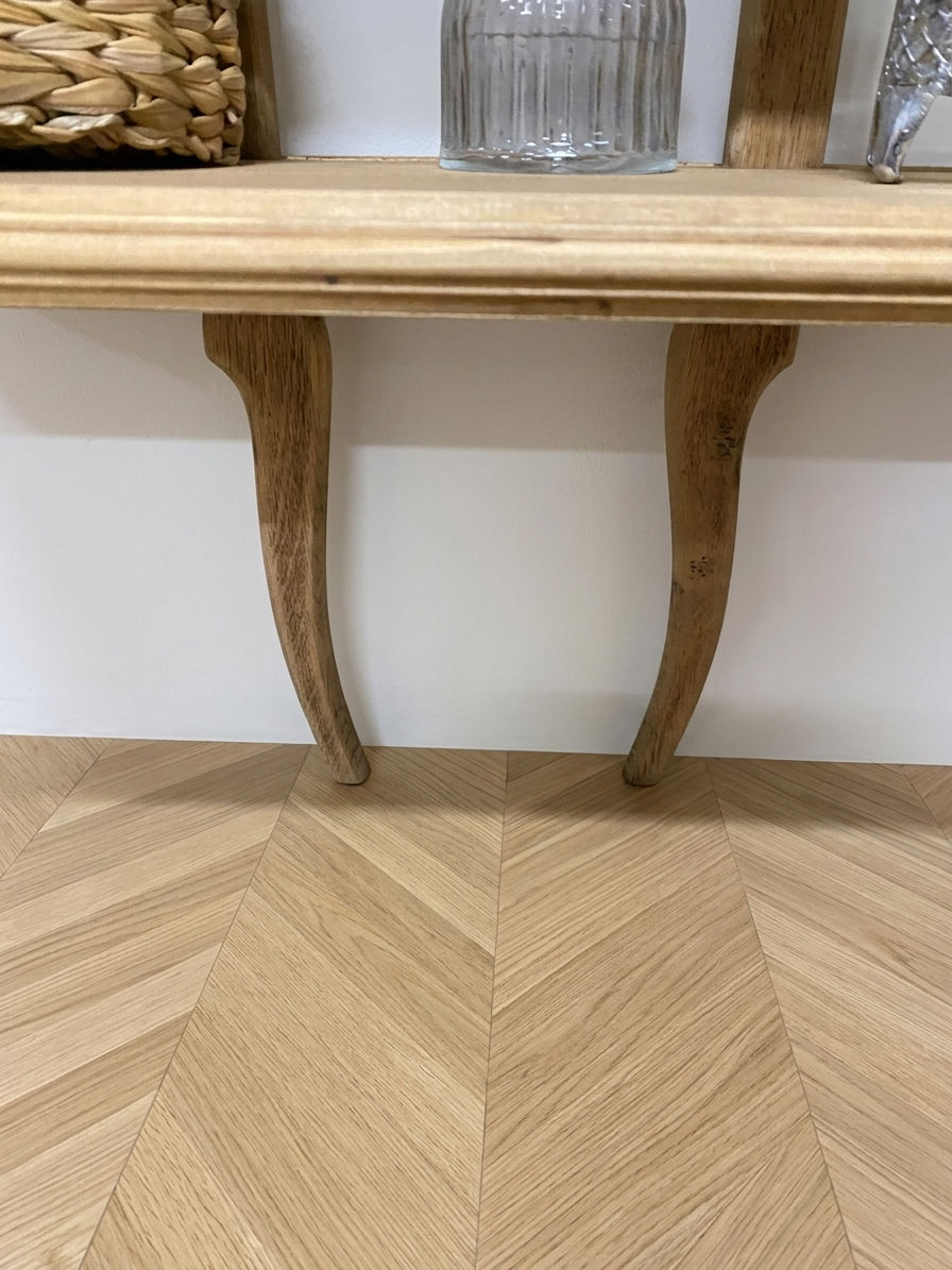 Miniature : Console en marbre et bois massif upcyclée - détail
