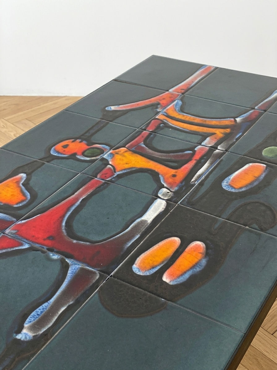 Table basse en céramique par Adri dans le style de Vallauris, années 1970