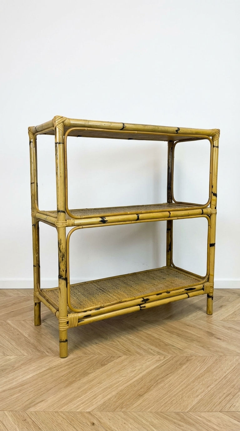 Étagère ancienne en rotin