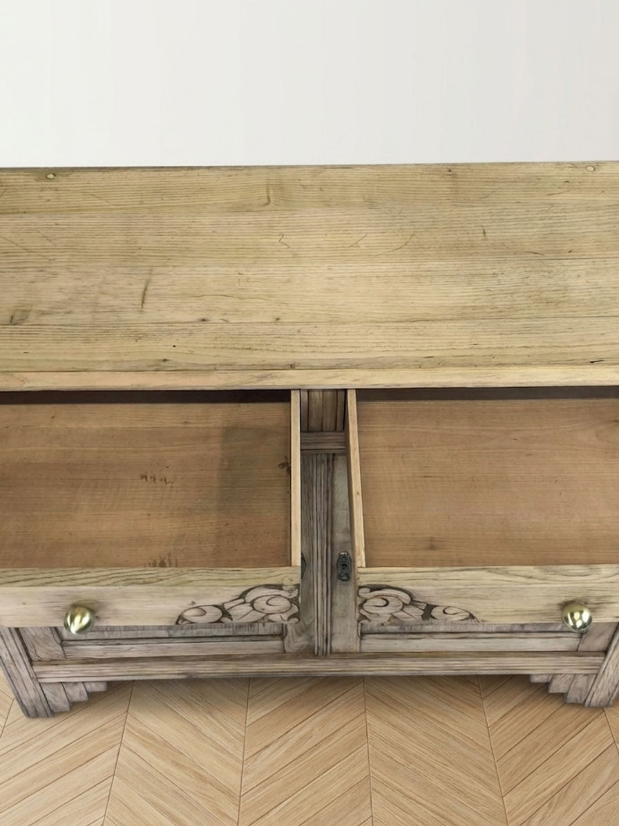 Thumbnail: Buffet parisien vintage art déco en bois massif détail tiroir ouverts