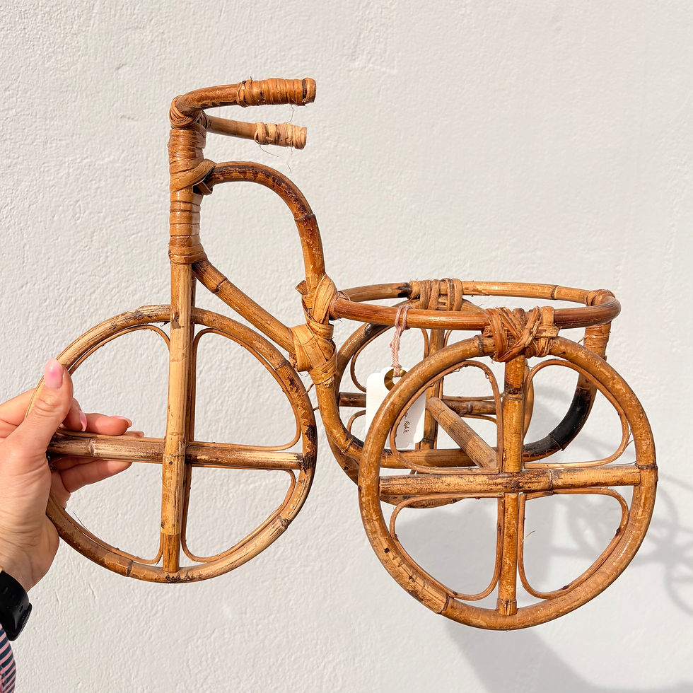 Thumbnail: Rattan bicycle plant stand
