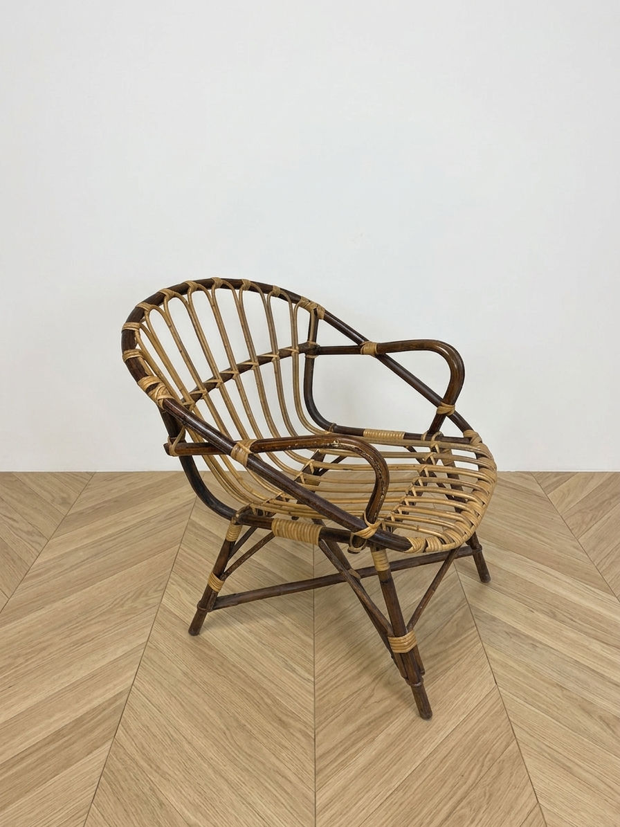 Thumbnail: Paire de fauteuils en rotin vintage