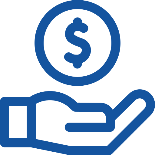 Hand holding dollar sign icon, Donate to help support our organization