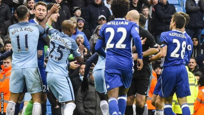 The injury time brawl at Etihad