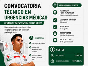 Cruz Roja Mexicana Ciudad Valles abre convocatoria para formar nuevos Técnicos en Urgencias Médicas