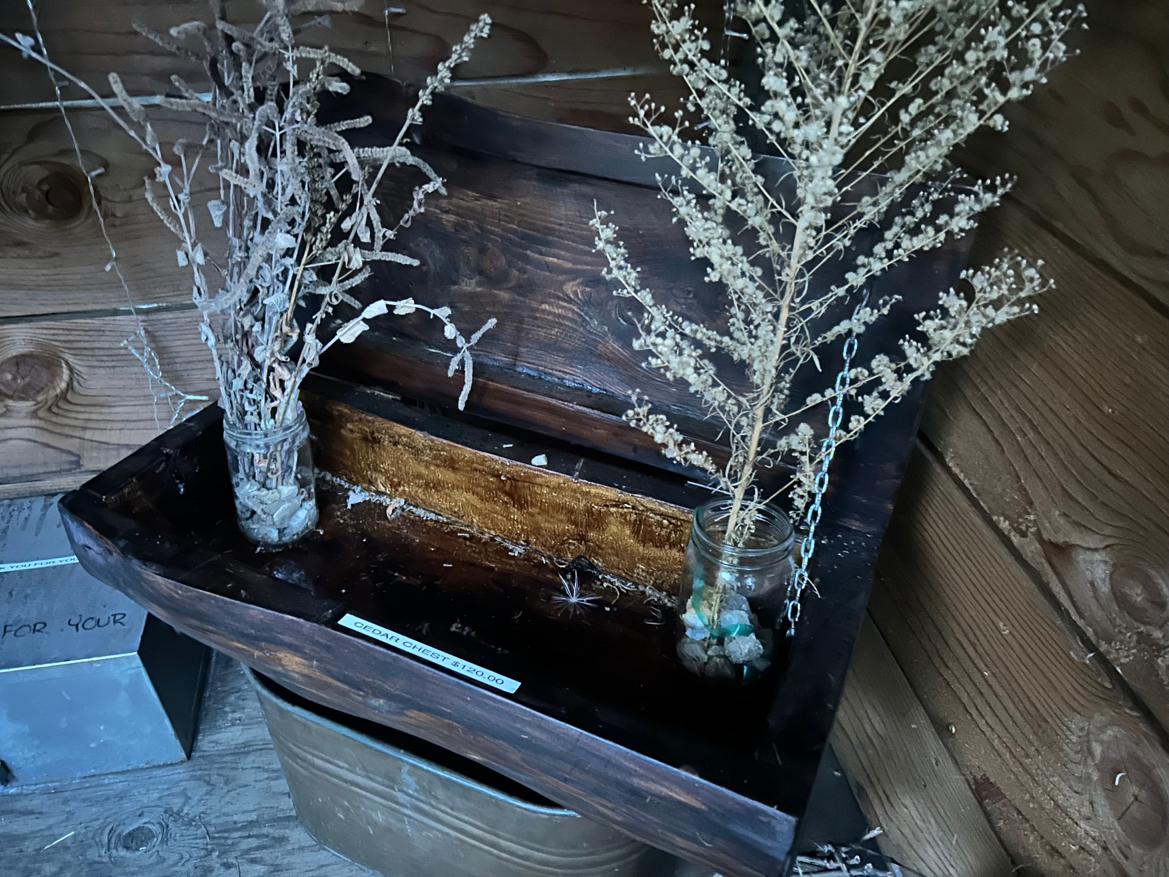 Handcrafted rustic wooden treasure chest