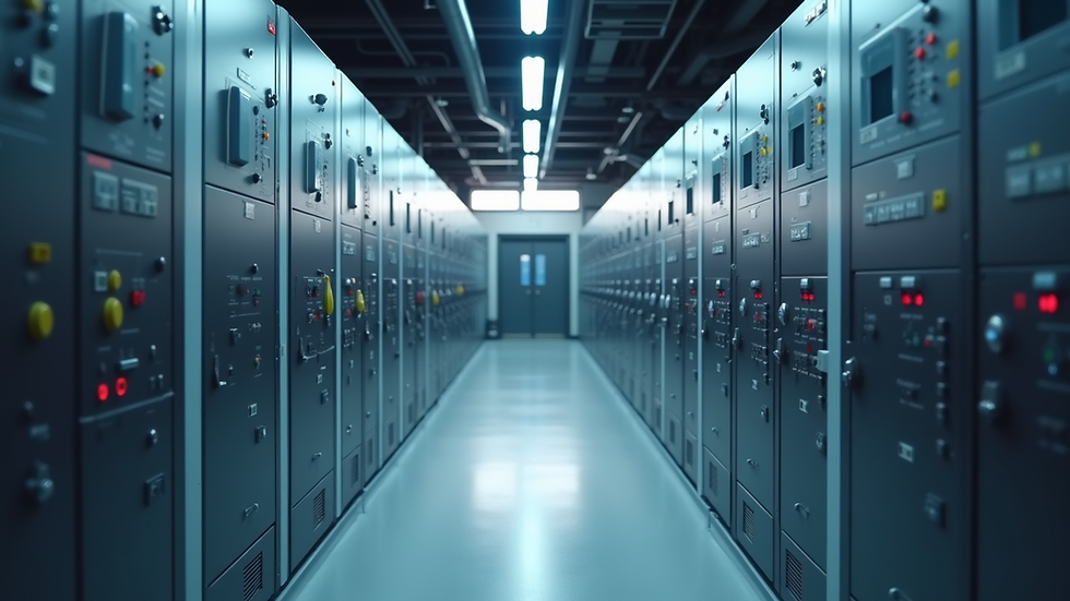 High angle view of electrical control panels with smart building automation systems