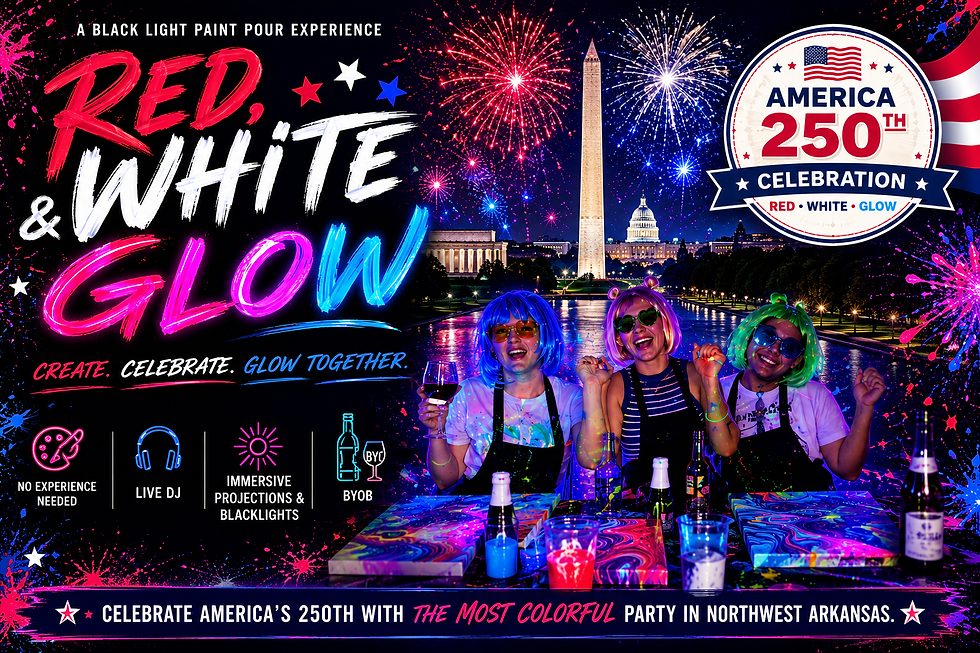 Red, White and Glow: A Black light Paint Pour Experience