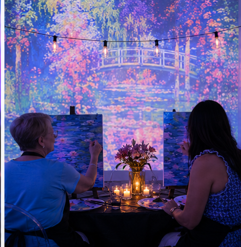 Mother and Daughter at the Mimosas with Monet Art Experience