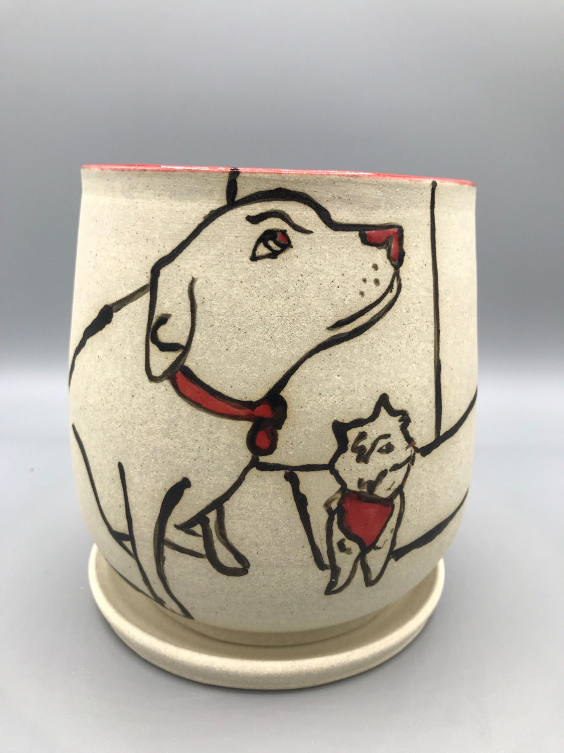#D008 Two dogs / w a red collar (Red)