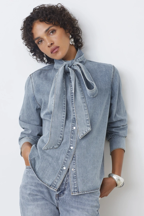 SUNCOO-CAMICIA DENIM FIOCCO