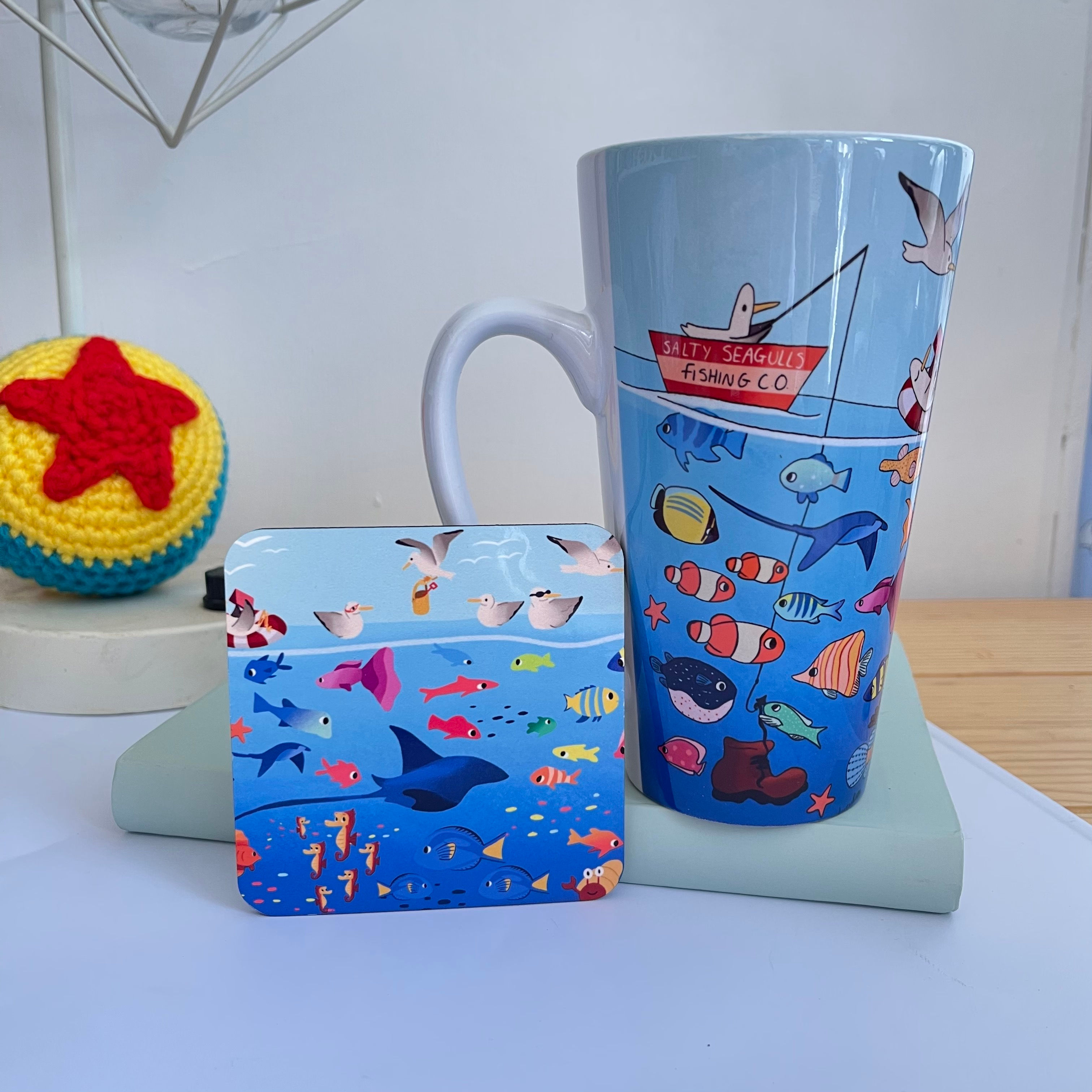 Fish Latte Mug and Coaster