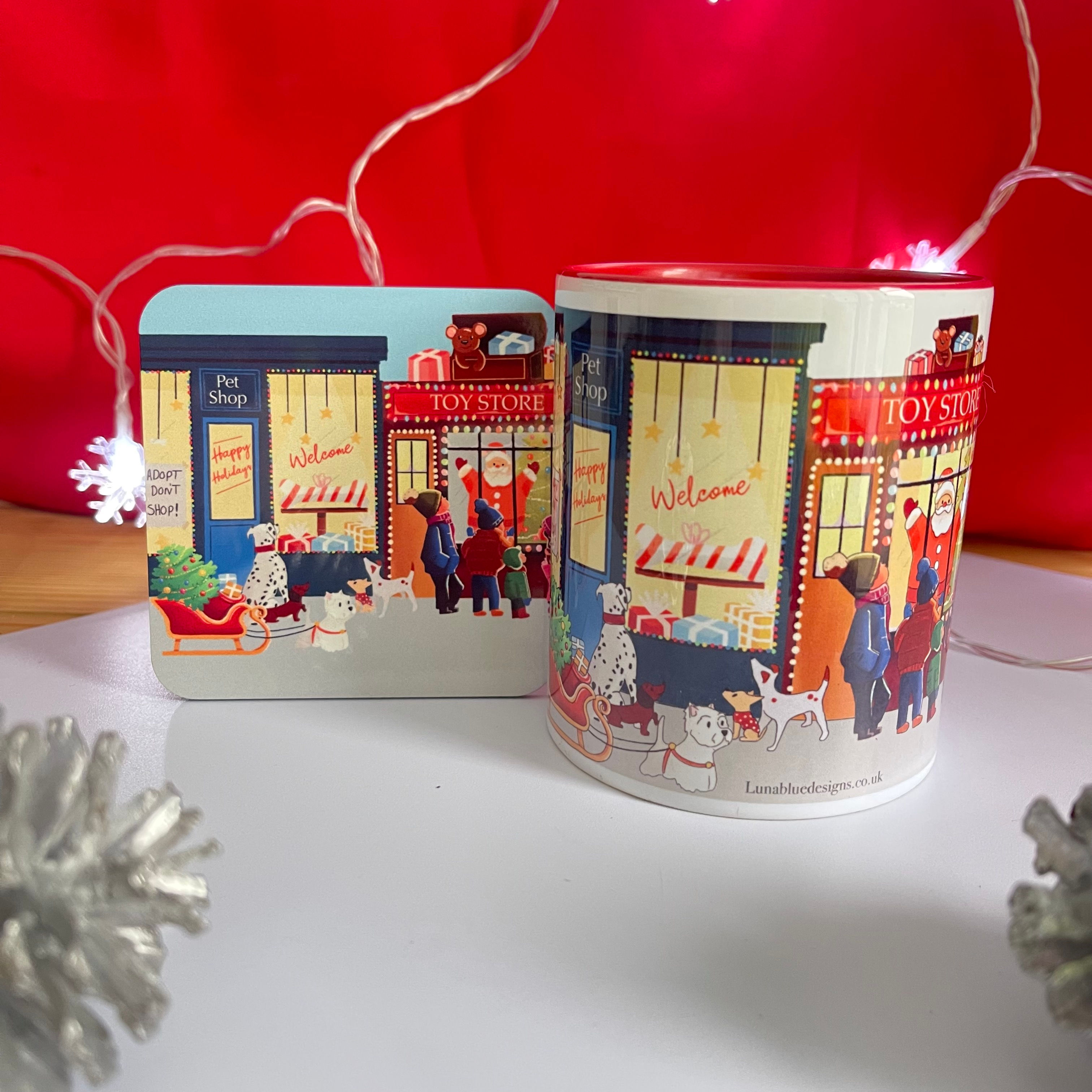 Christmas Shops Mug and Coaster