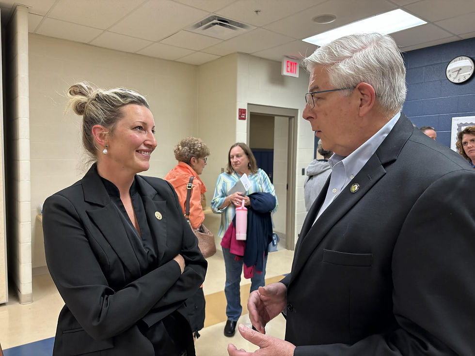 Craig Shubert speaks with State Representative Heidi Workman (R-Rootstown).