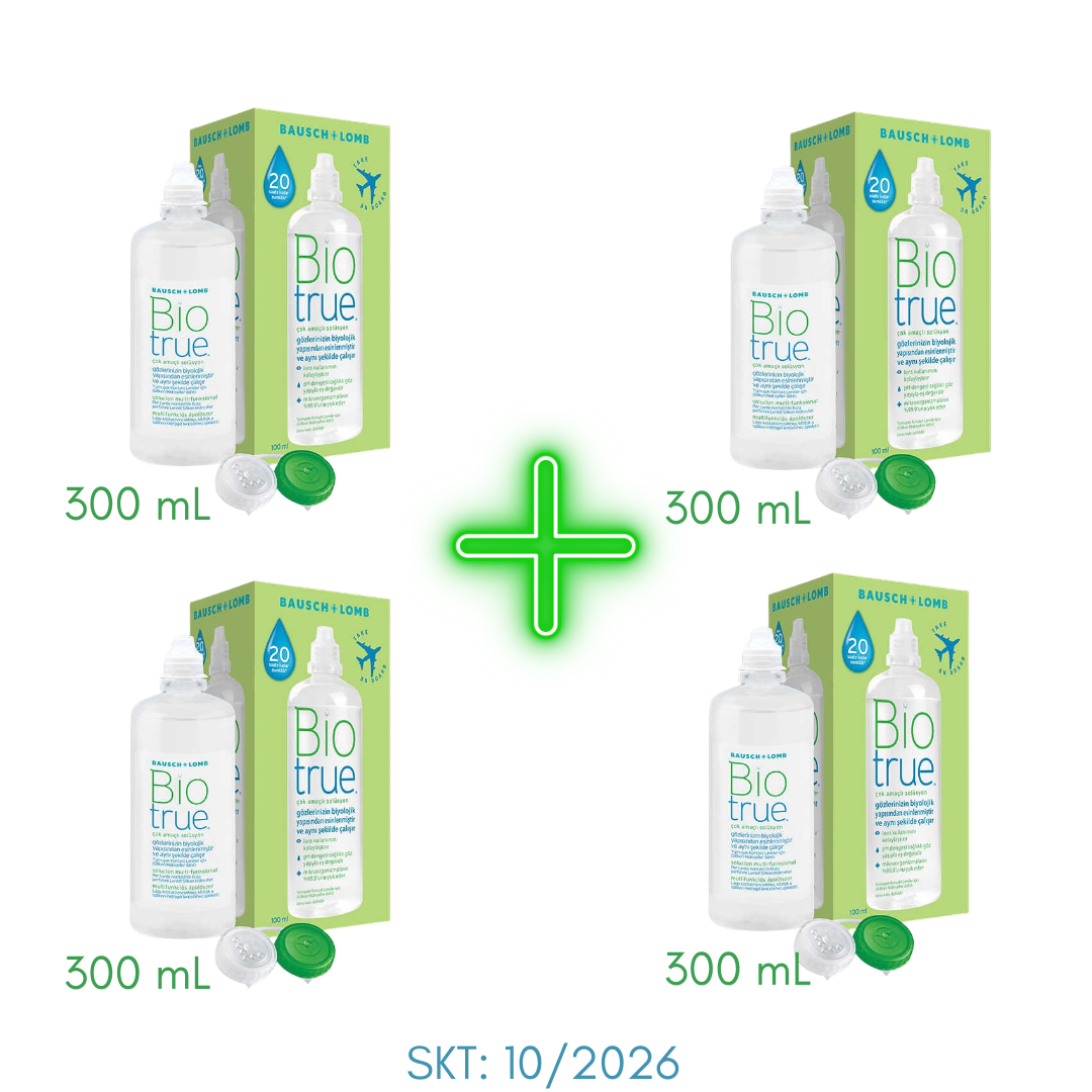 BIOTRUE® 300 ml Lens Solüsyonu 4 Adet (SKT:06/2027)