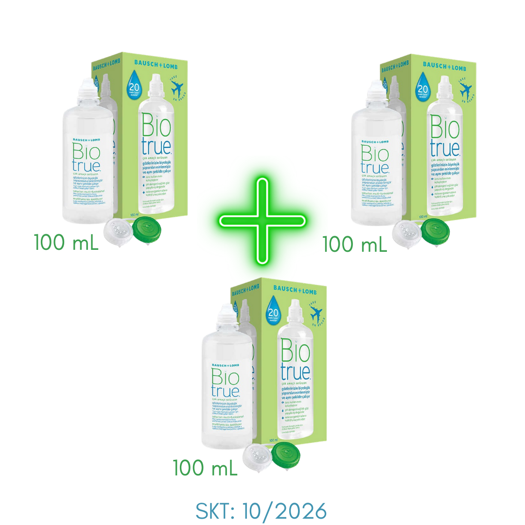 BIOTRUE® 100 ml Lens Solüsyonu 3 Adet (SKT:10/2026)