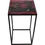 Thumbnail: Foto hoog zwart metalen bijzettafeltje met dun rood inlegblaadje.