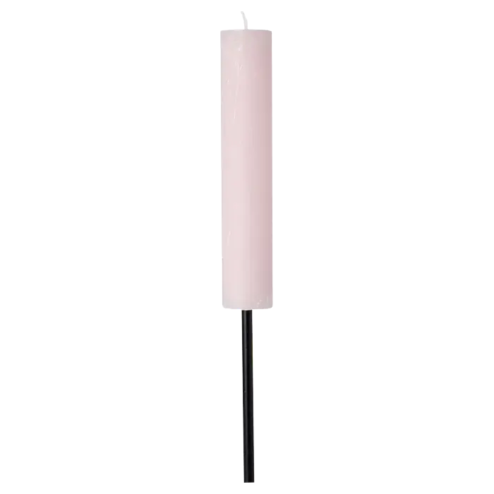 Hoge roze kaars met zwarte stick.