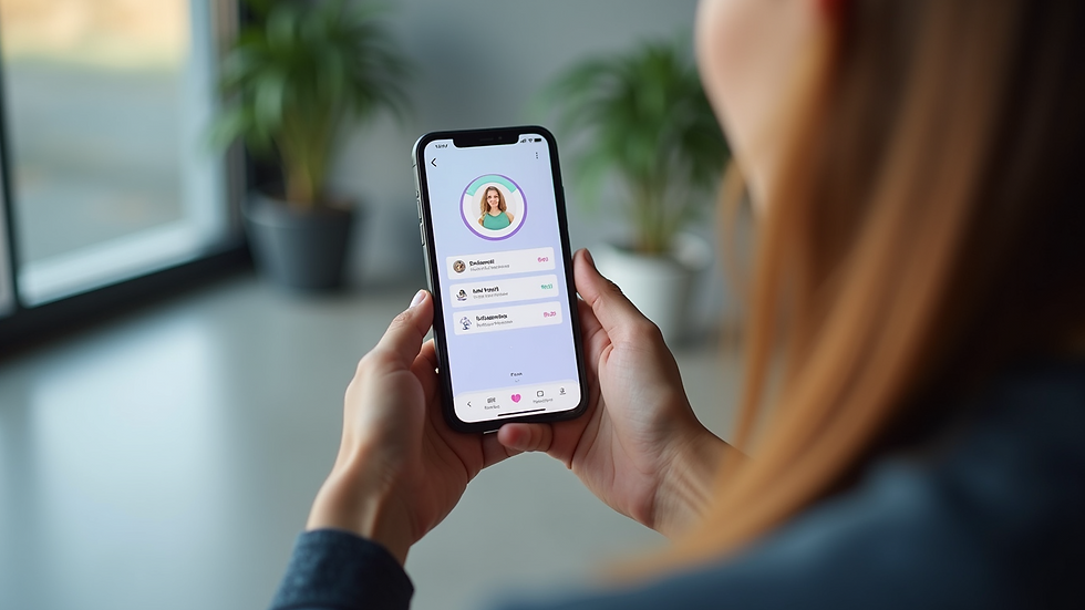 Close-up view of a smartphone showing a mental health app interface