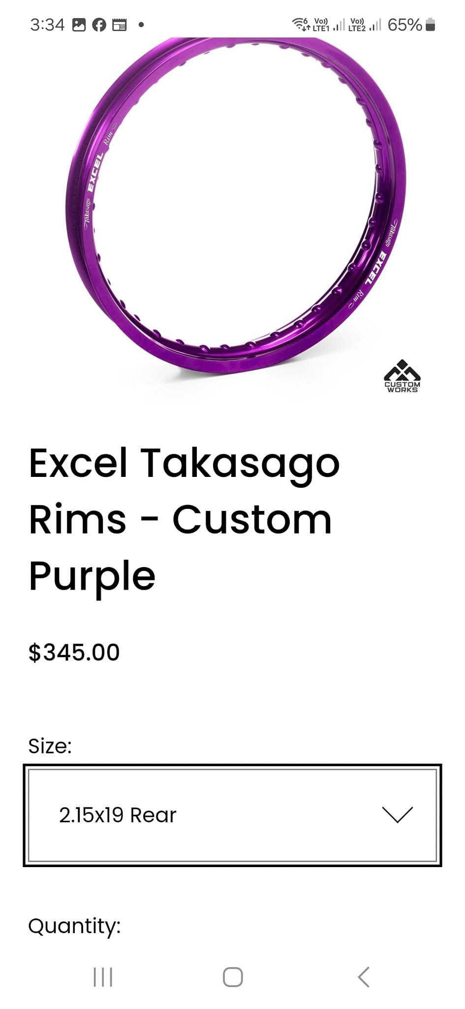 Thumbnail: Yamaha YZ250 purple rims