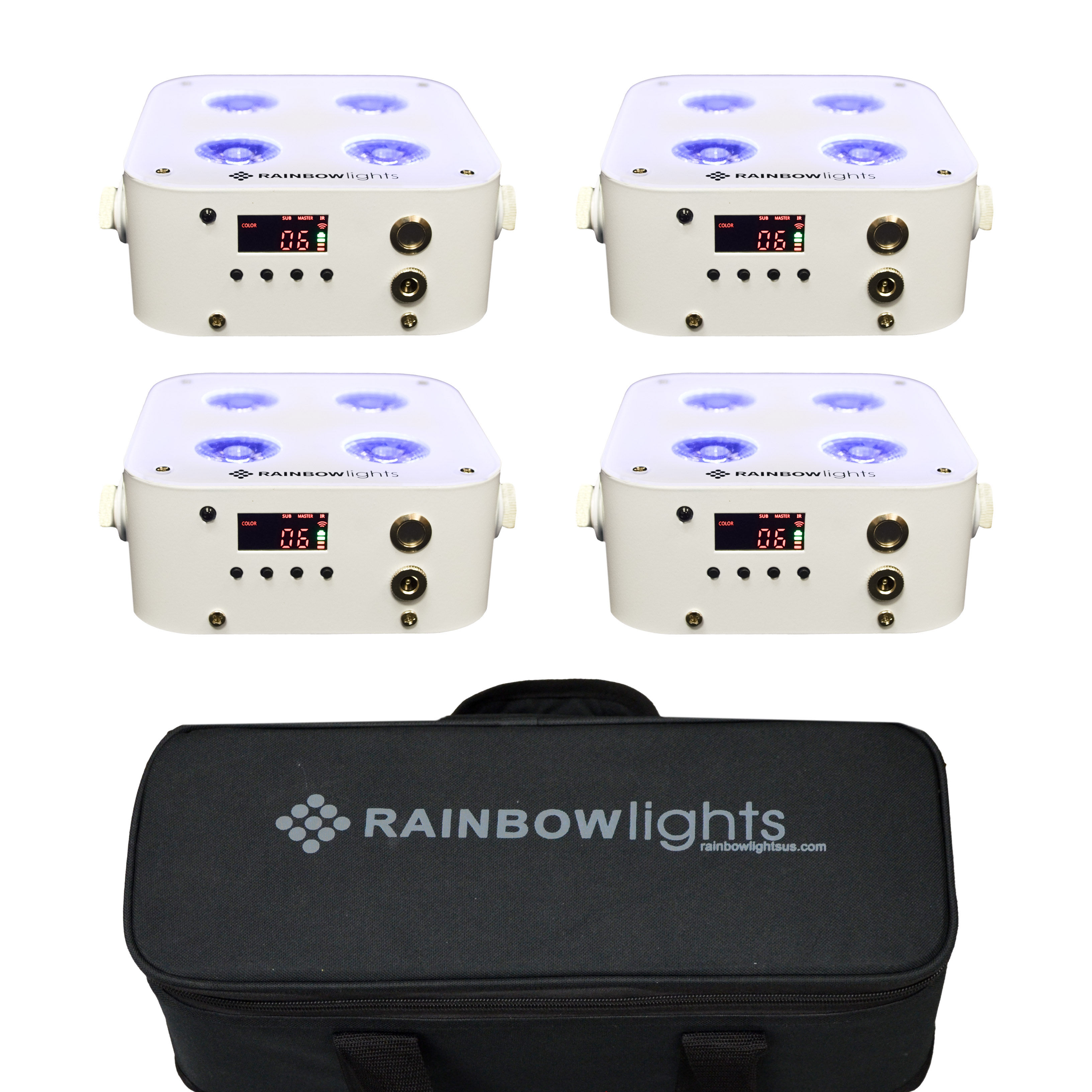 4 x MICRO LED 4 RGBWA+UV with SOFT BAG - WHITE
