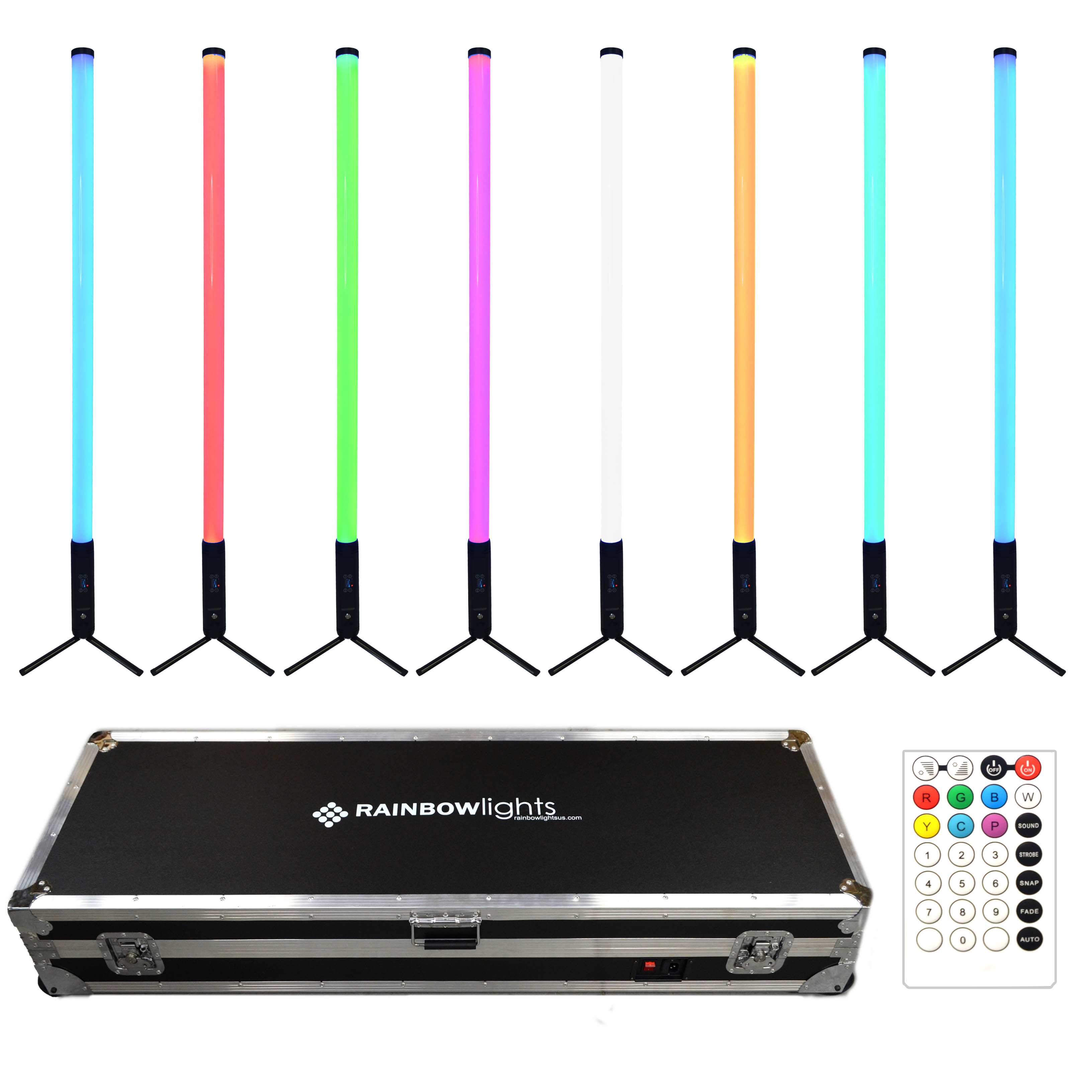 8 x LED PIXEL TUBE 360 RGBWA IP65 + CHARGING CASE - WHITE or BLACK