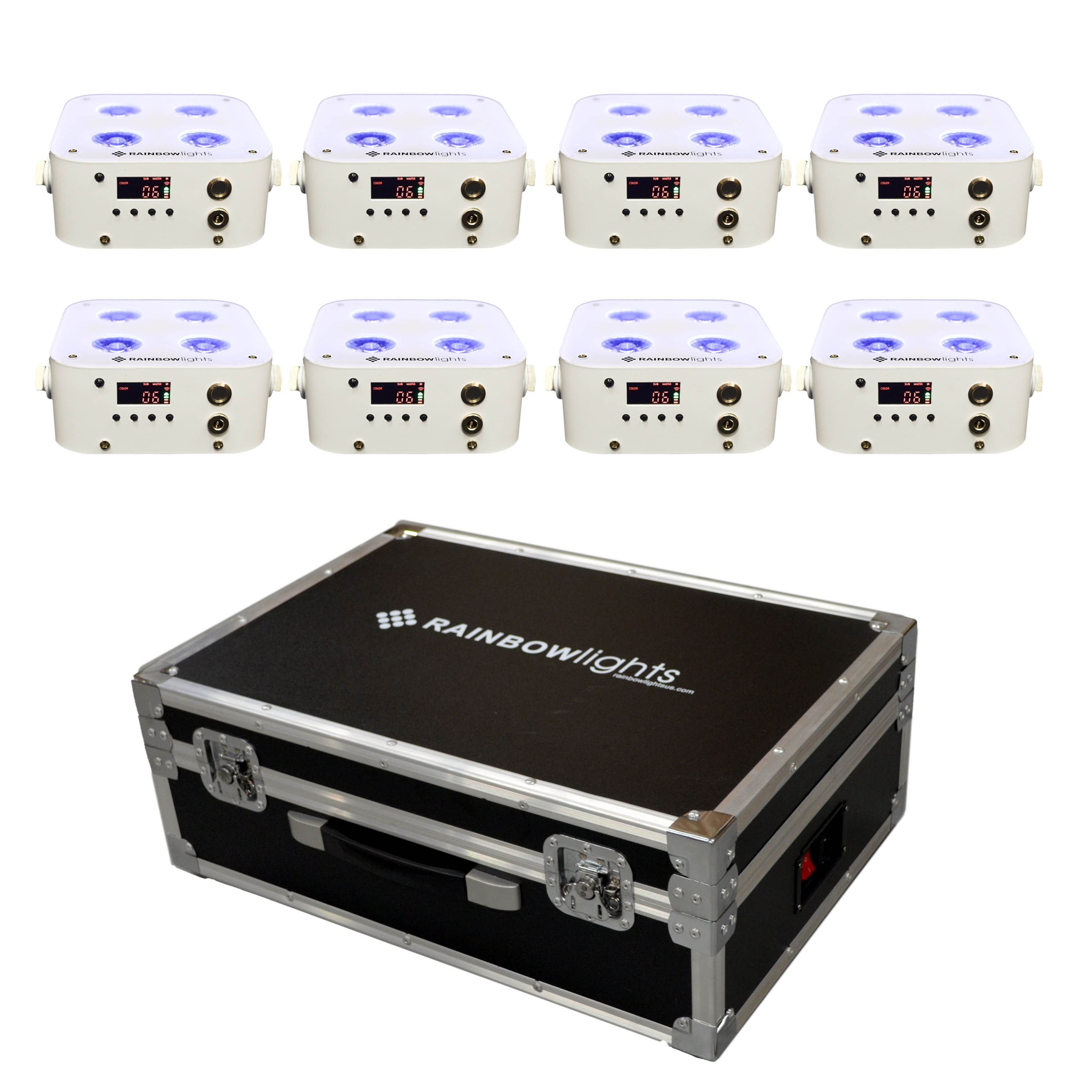 8 x MICRO LED 4 RGBWA+UV with CHARGING CASE - WHITE