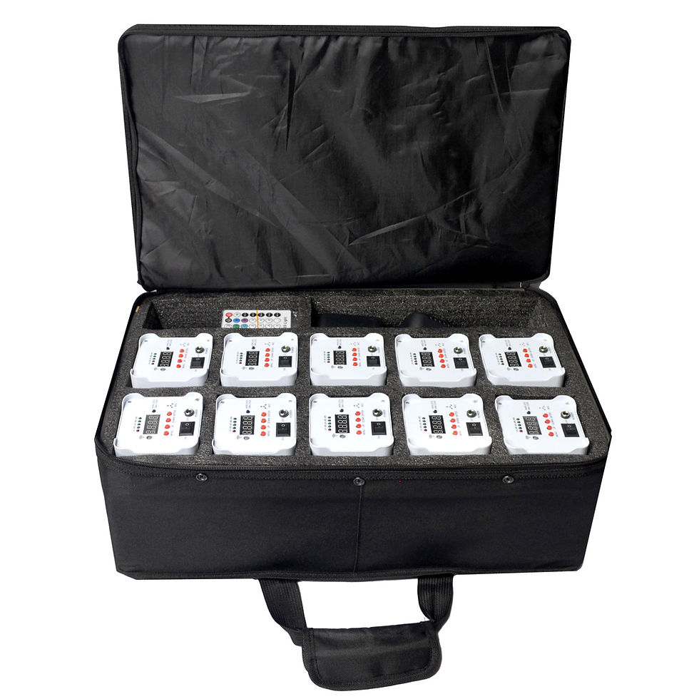 Thumbnail: 10 x SPOT MAGNET MINI RGBWA+UV + CASE with Magnetic Base, Wireless DMX, Battery