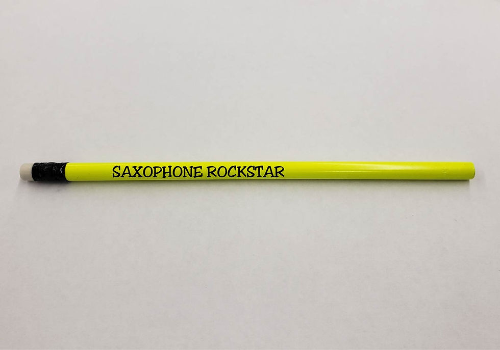 Saxophone Rockstar Neon Yellow Pencil Premier Music Teaching Aids LLC