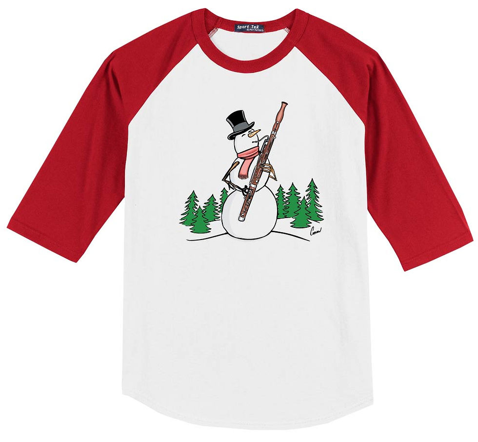 Snowman Playing Bassoon Red Shirt