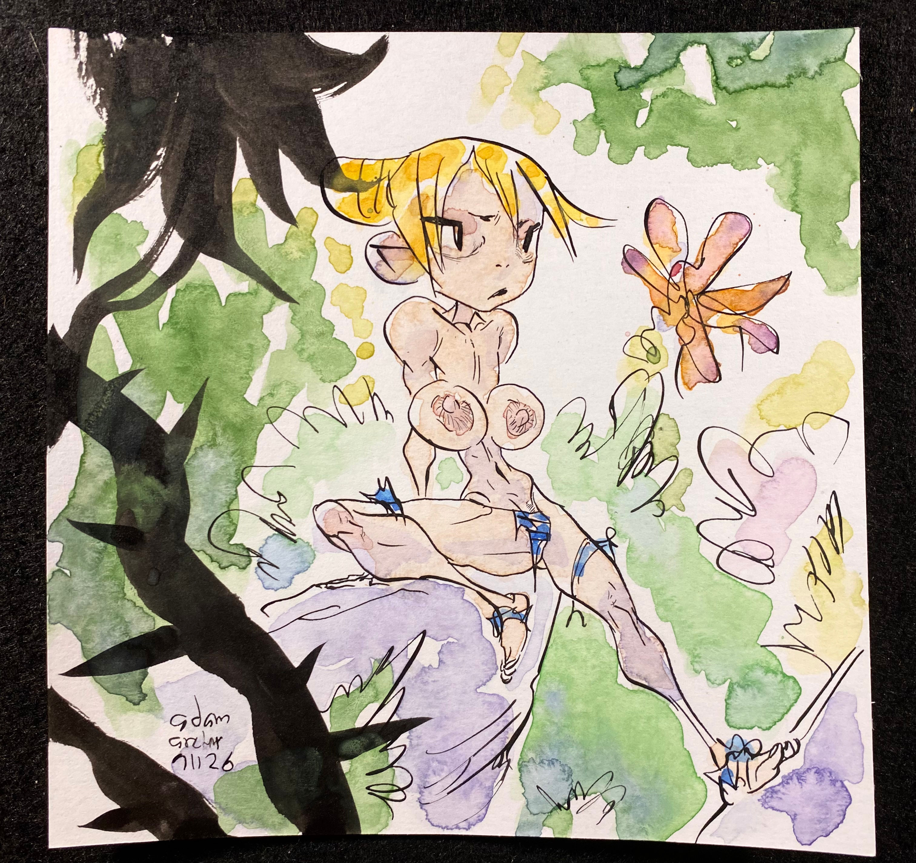 mini pinup not Tinker Bell 6 x 6"