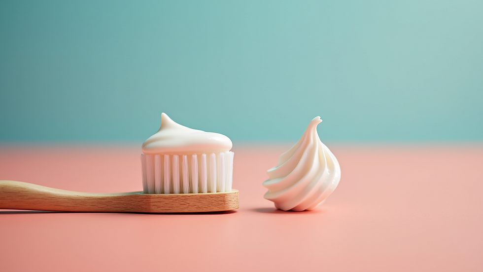 Close-up shot of a toothbrush and toothpaste on a colorful background