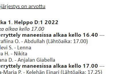 LÄHTÖLISTAT 22.9.2024