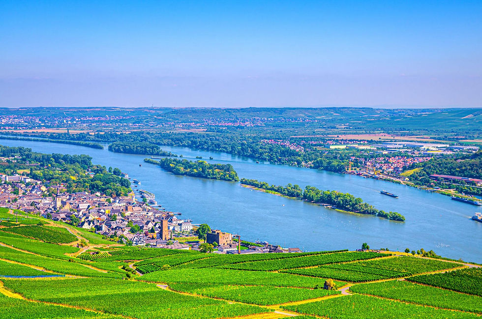 european river with ships cruising along it