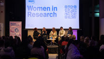 Prof. Toni Haastrup, Dr. Sarah Woolner, Prof. Rachel Cowen, Dr. Noushin Karimian and Dr. Amelia Bonea, sat on stage in discussion